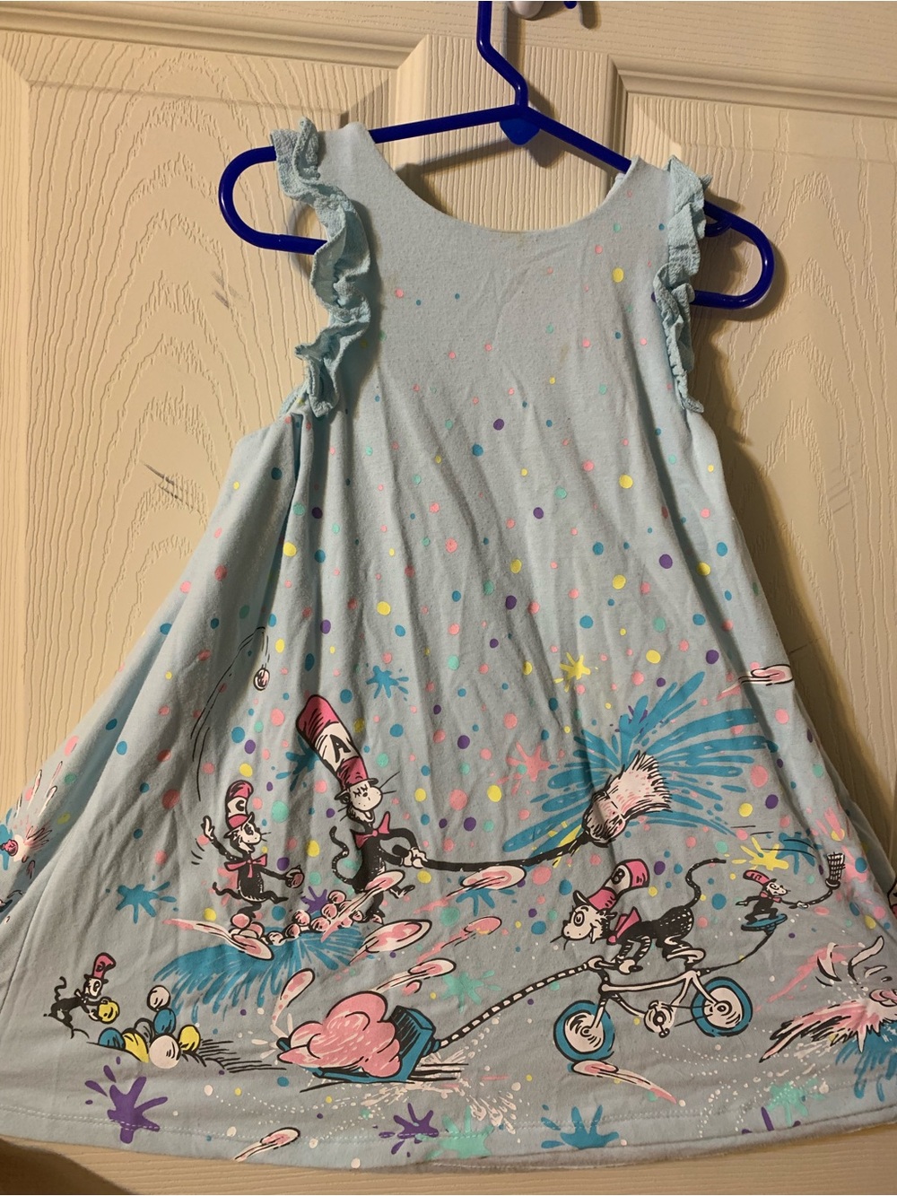 Dr. Seuss Light Blue Graphic Tee with Brown Print